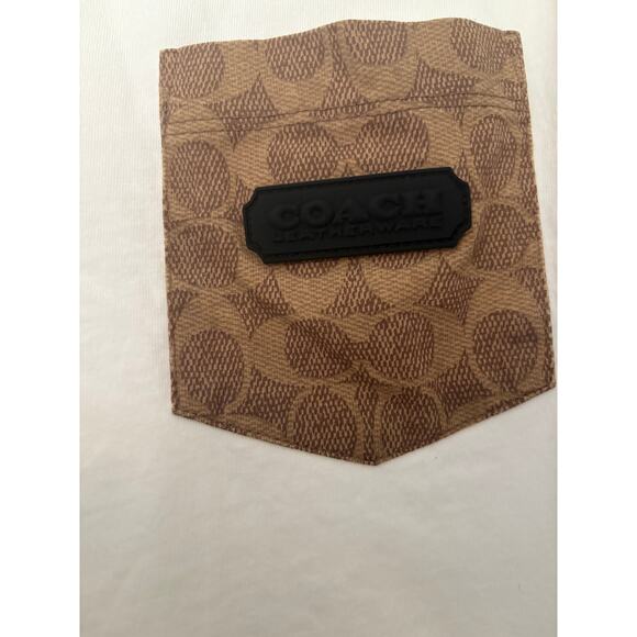 Coach White Cotton Tee with Signature Tan Pocket – Men’s Size XL - Picture 3 of 6